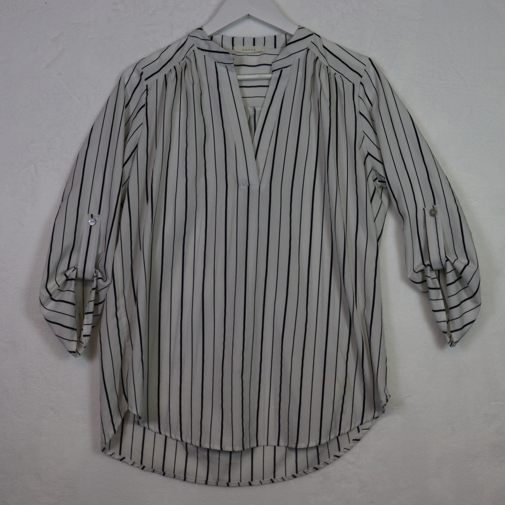 ENTRO‎ Striped Tunic Shirt Long Sleeve, Size Medium